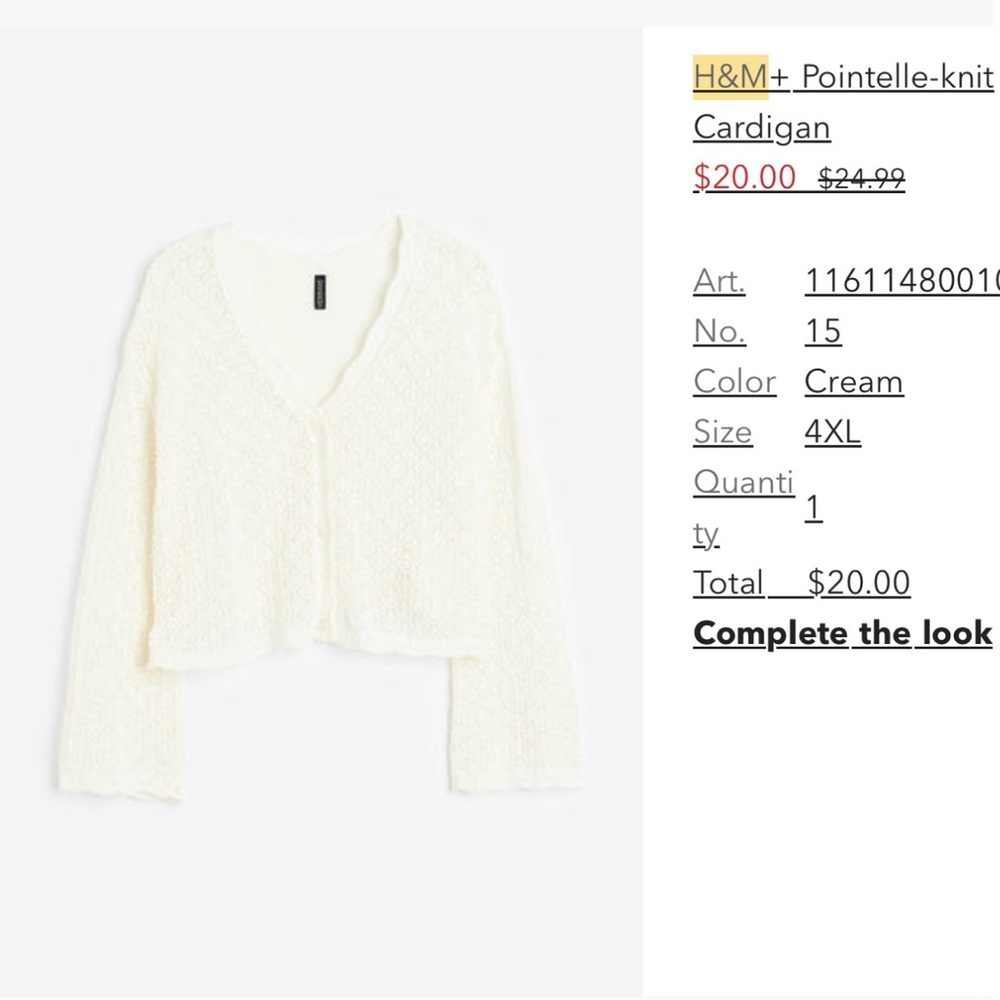 H&M Cream Knit Cardigan